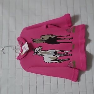 NWT Girls Globaltex Hot Pink Horse Sweater